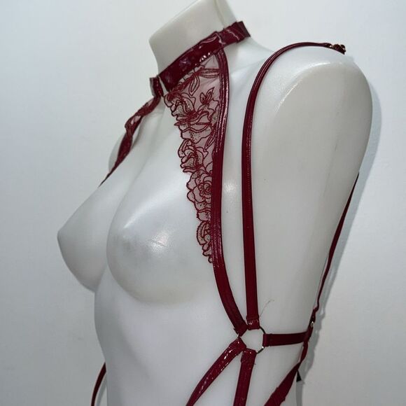 ✨Victoria’s Secret Burgundy Strappy Lace Teddy • One-Piece Lingerie Size XXL NWT - Picture 3 of 7